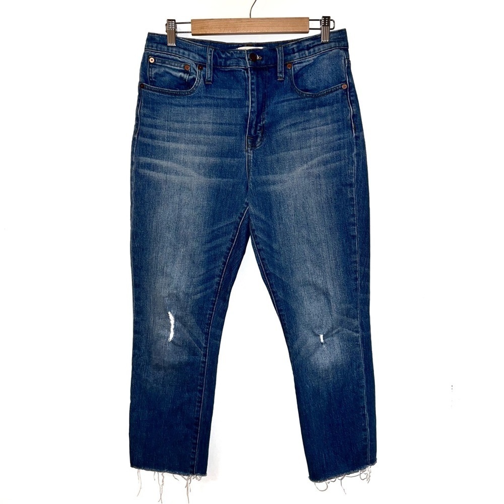 Madewell High-Rise Slim Crop Raw Hem Boyjean in Dover Wash